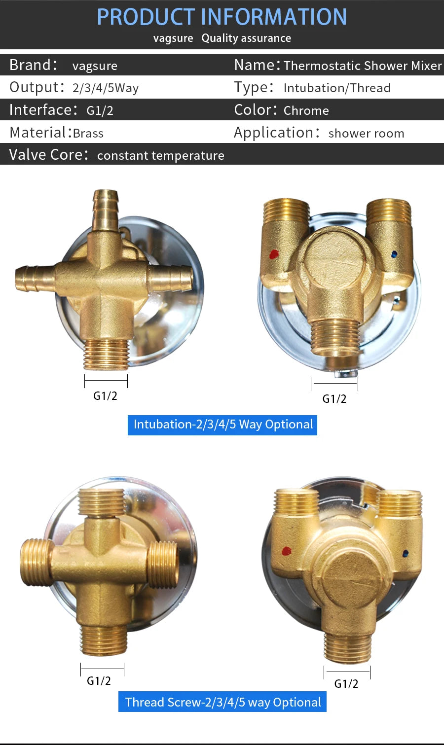 Split Type Thermostatic Shower Cabin Faucet Tap Shower