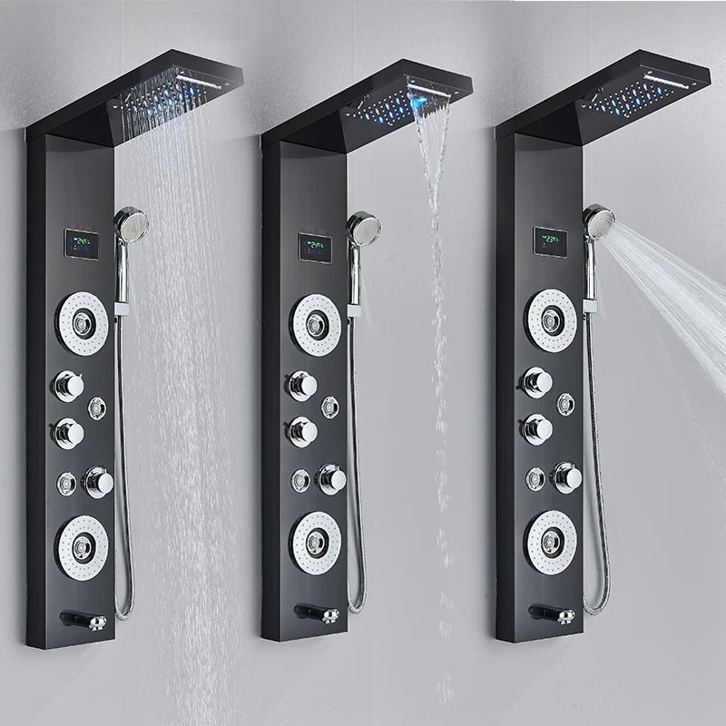 Led Shower Panel Tower System Rain Waterfall Shower