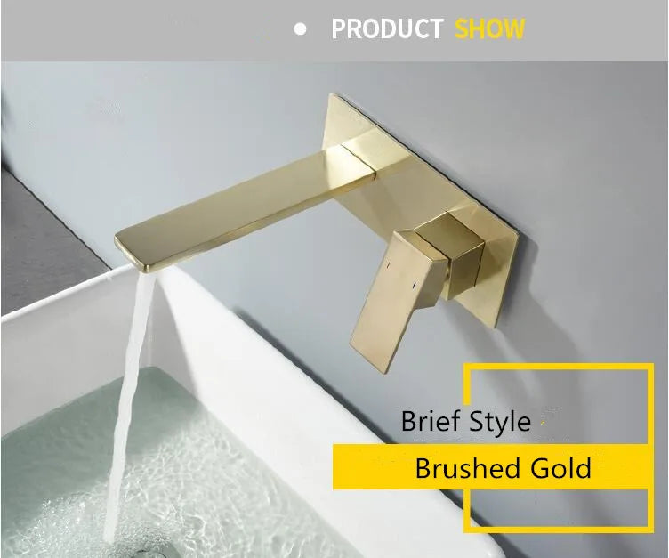 Brushed Gold Basin Faucet Concealed Bathroom Sink Faucet