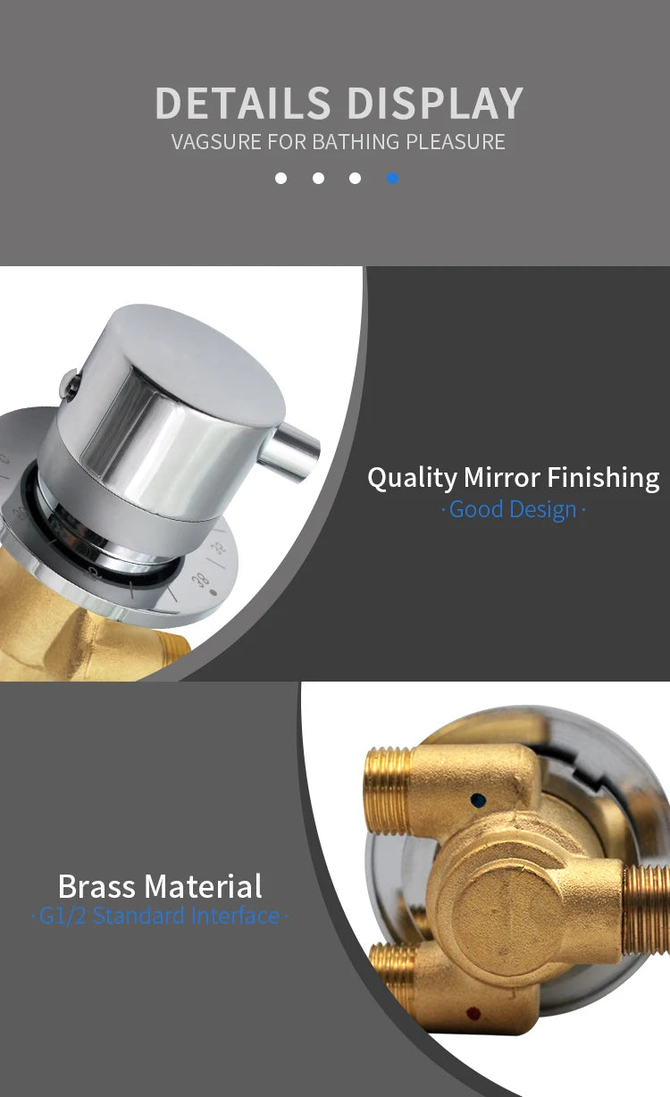 Way Output Thermostatic Brass Shower Faucets Wall Mounted