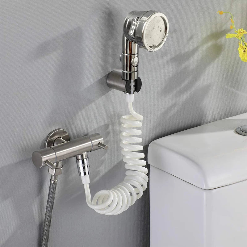 Black Silver Faucet Extender Shower Head Sink Basin