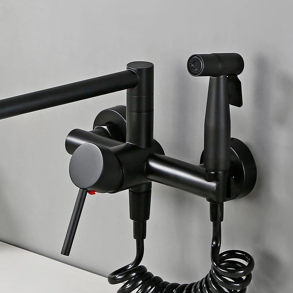 Black Cold Pull Out Mixer Tap Pot Filler