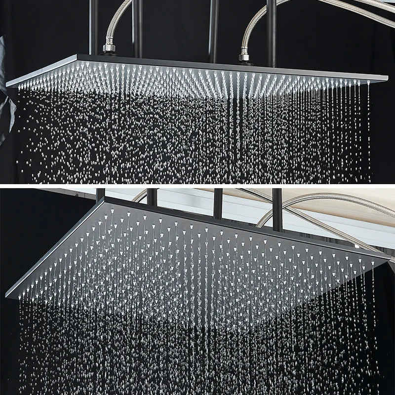 Rozin Brass Thermostatic Shower Faucet Black 40 80cm