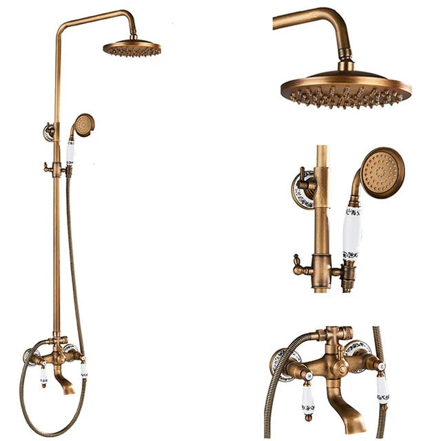 Shbshaimy Antique Brass Bathroom Shower Wall Mounted Rainfall