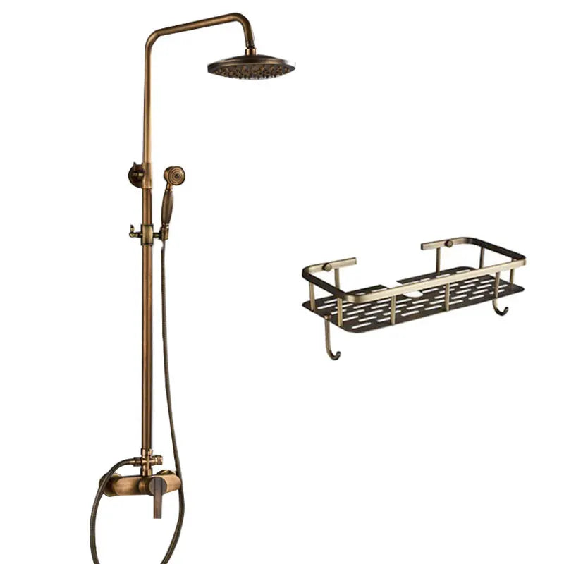 Antique Brass Shower Faucet Inch Rainfall Shower Head