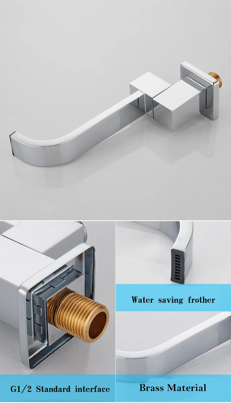 Becola Wall Mounted Faucet Spout Square Round Brass