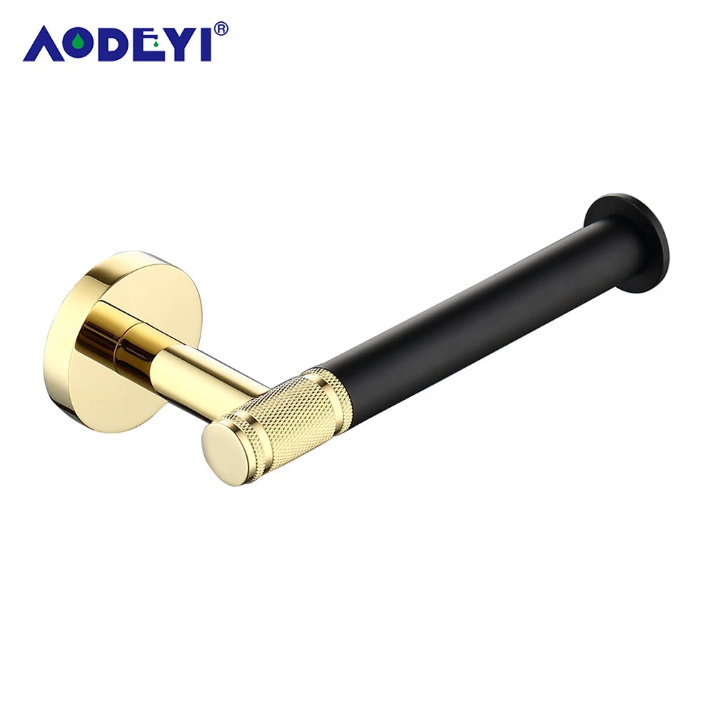 Bathroom Hardware Black Robe Hook Gold Towel Rail