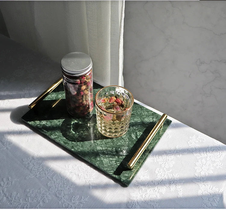 Real Natural Marble Tray Handle Luxury Rectangular Washbasin