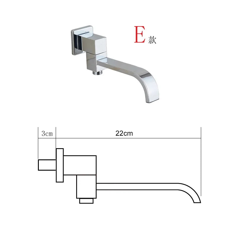 Becola Wall Mounted Faucet Spout Square Round Brass