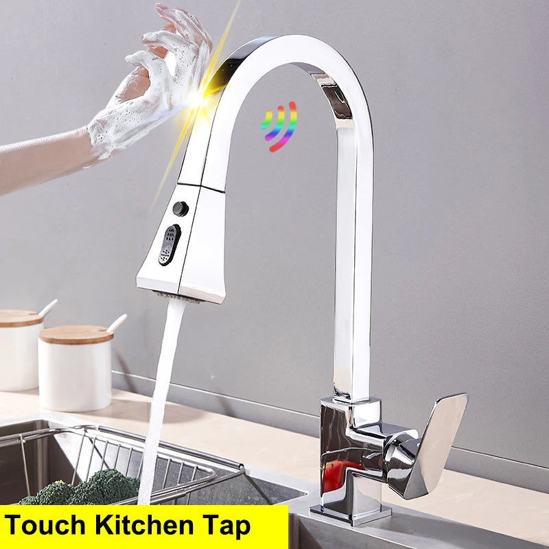 Touch Faucet Square Pull Out Sink Mixer Tap