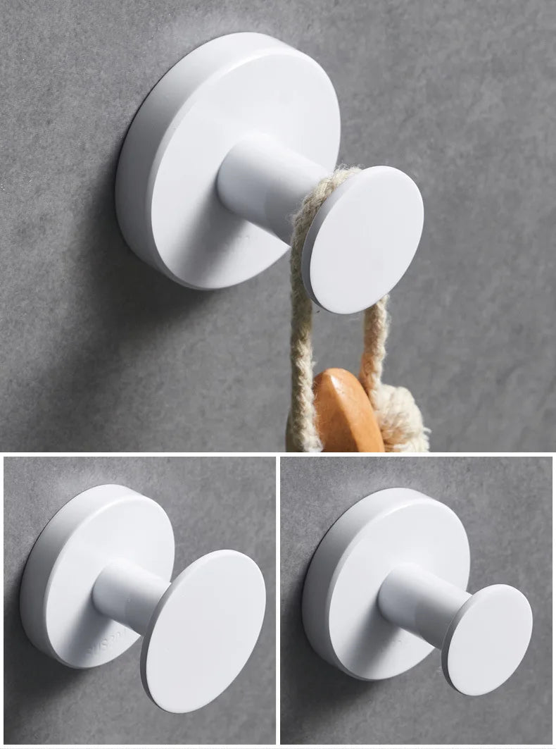 White Painted Stainless Steel Robe Hooks Wall Hang
