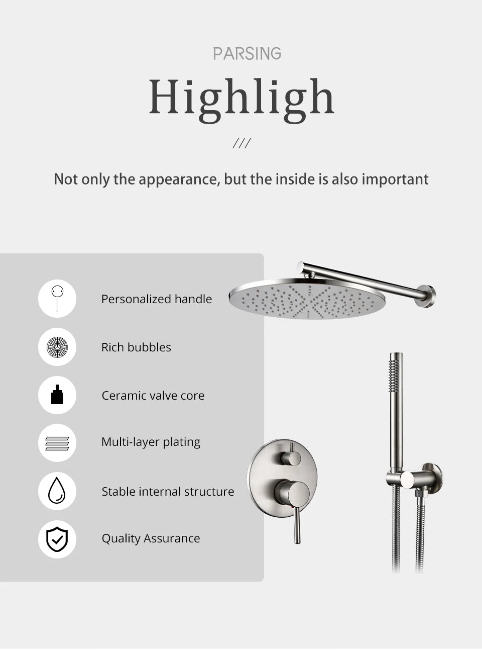 Bagnolux Shower Brass Drawing Concealed Wall Hanging Top