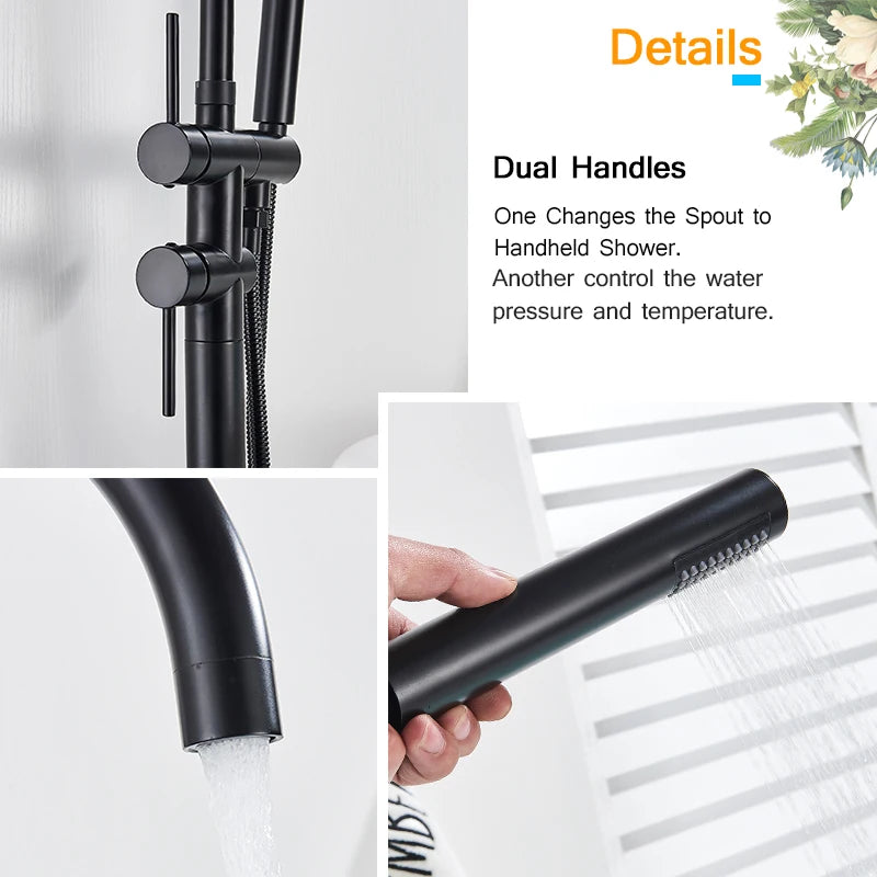 Rozin Black Floor Standing Bathtub Faucet Colors Standing