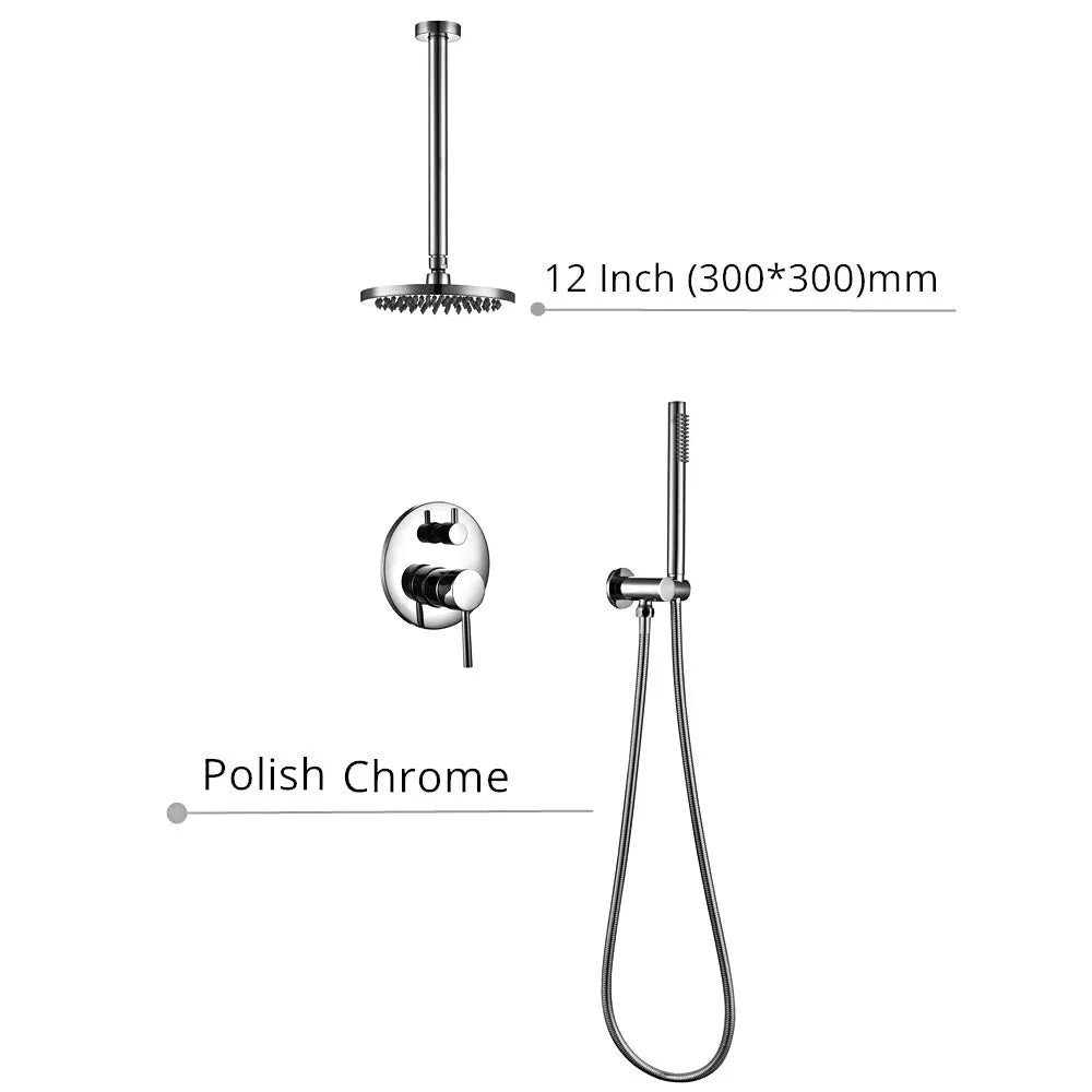 Black Shower System Bathroom Faucet Mixer Diverter Tap