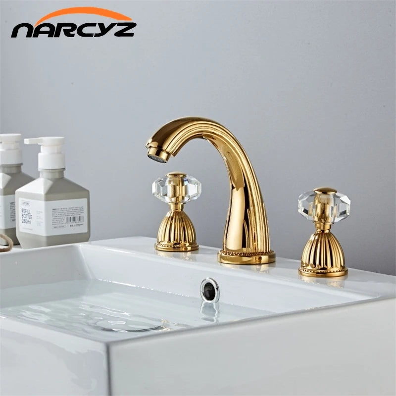 Basin Faucets Gold Brass Modern Bathroom Sink Faucet