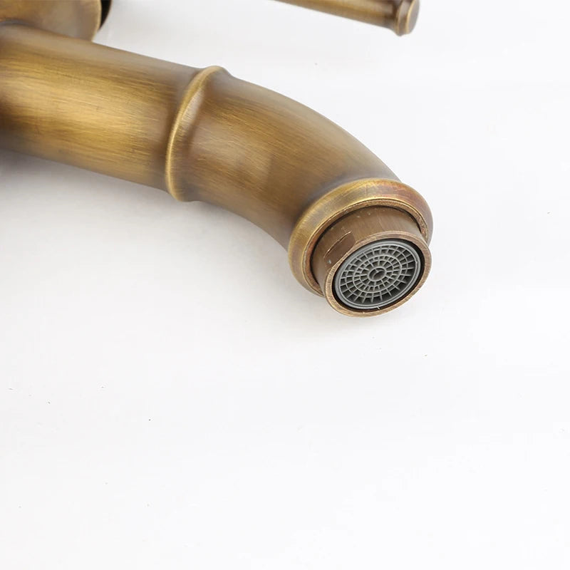Bathroom Basin Faucet Antique Brass Bamboo Shape Faucet