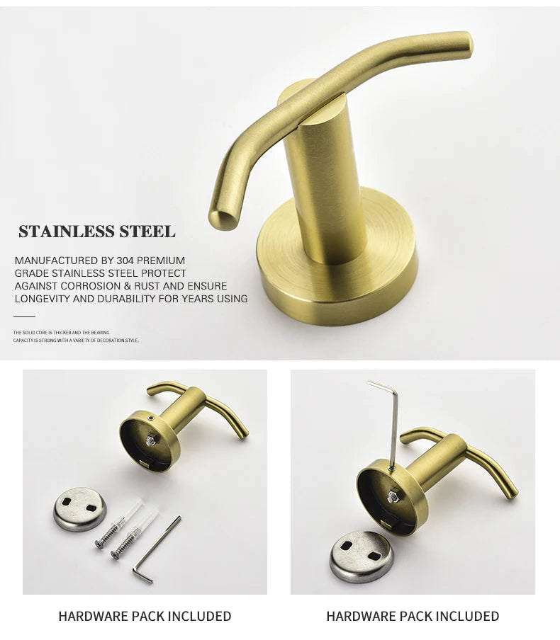 Bathroom Hardware Brushed Gold Toilet Brush Holder Robe