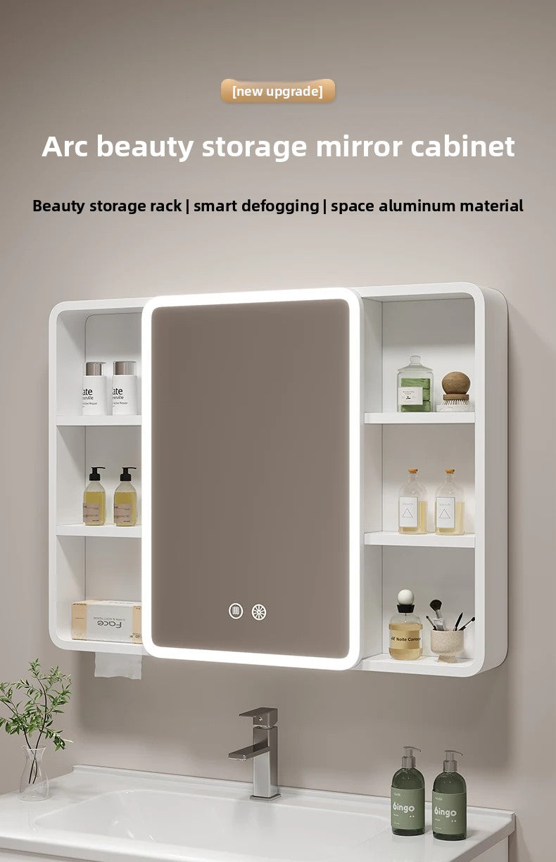 Smart Corner Round Space Aluminum Mirror Cabinet Wall