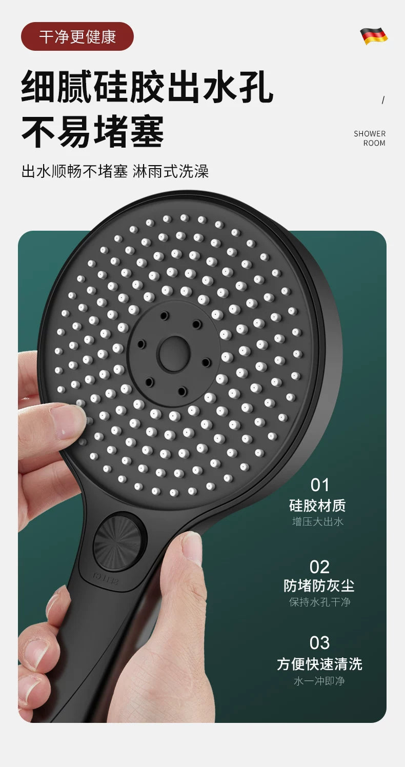 135mm Big Panel Supercharge Waterfall Shower Head Modes