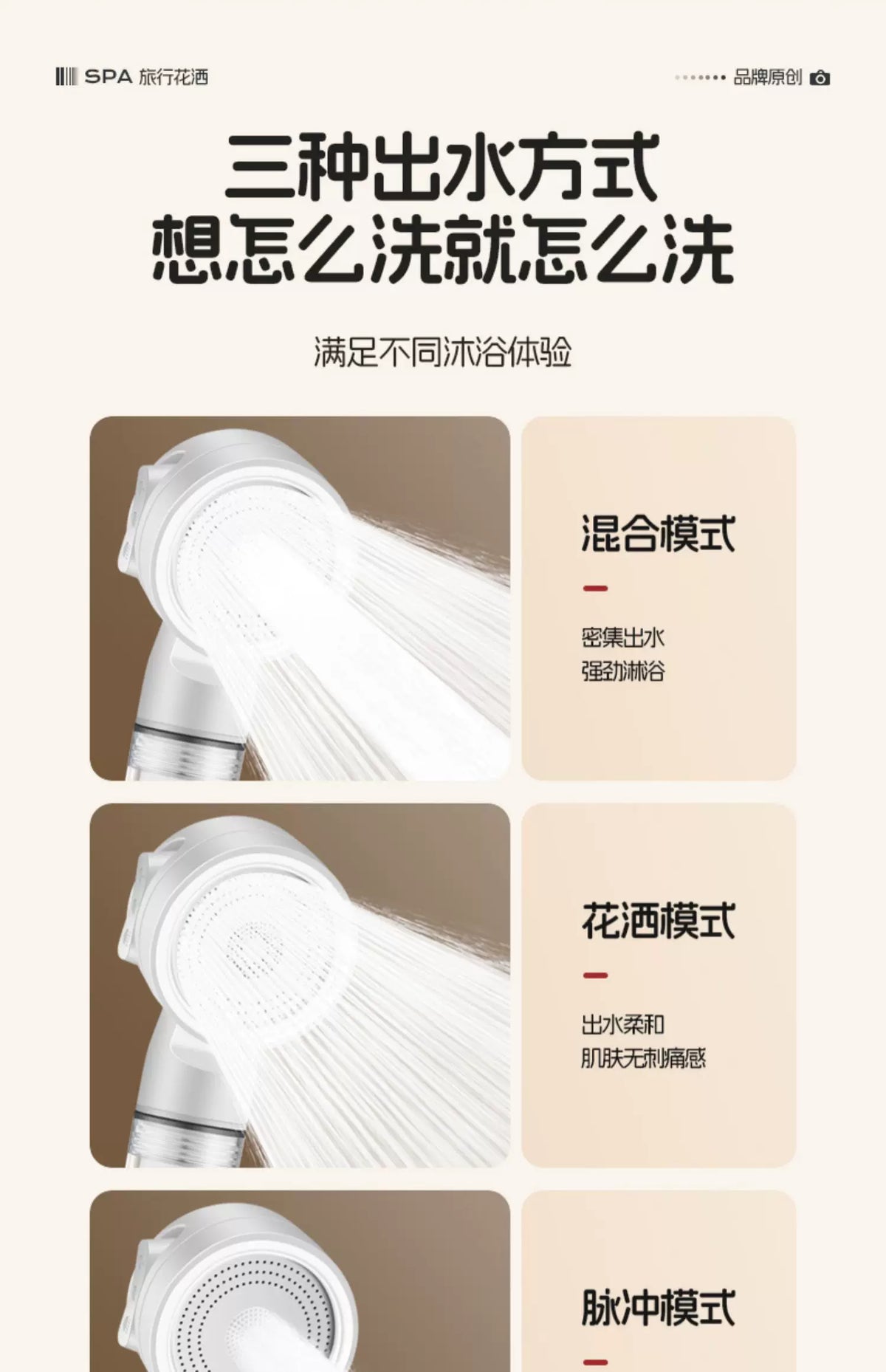 Pressurized Filter Shower Water Purifying Antibacterial Nozzle