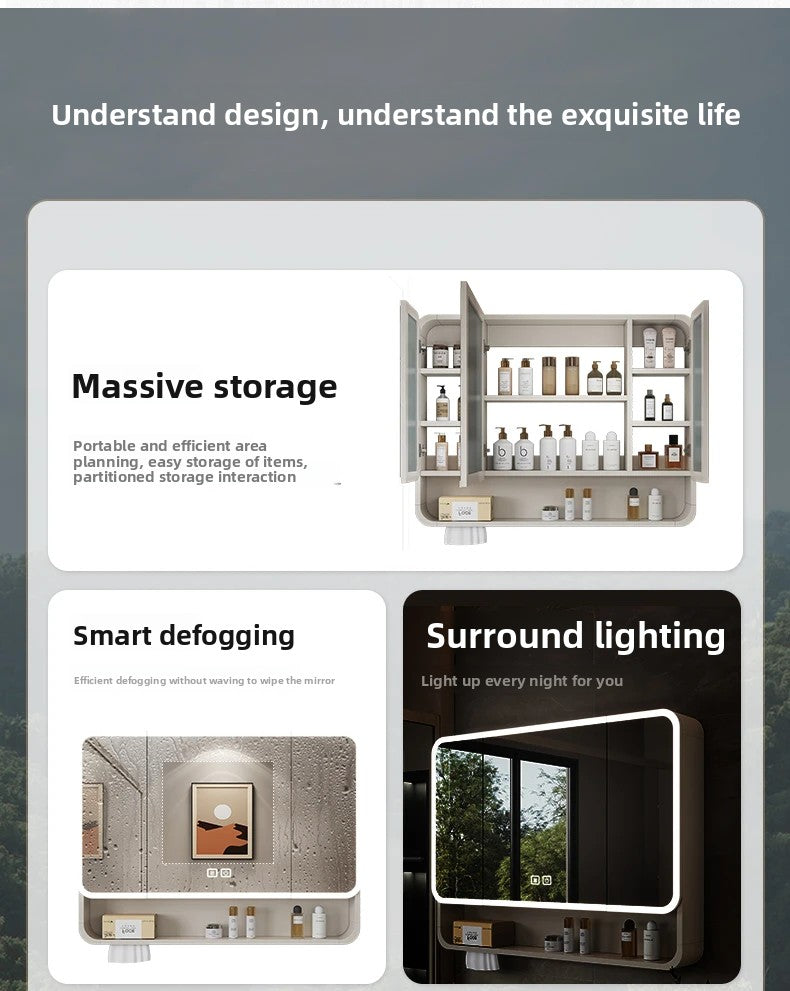Smart Led Bathroom Mirror Cabinet - Space Aluminum