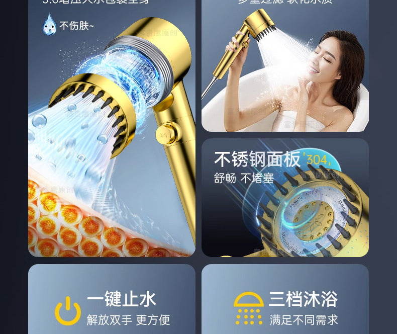 High Pressurized Filter Gold Shower Head Modes Adjustable