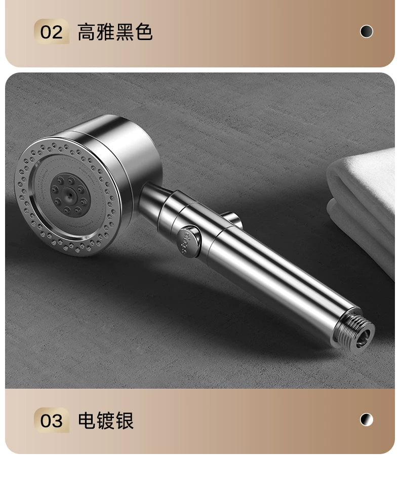 Large Panel Black High Pressure Shower Head Modes