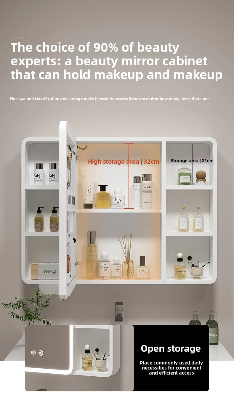 Smart Corner Round Space Aluminum Mirror Cabinet Wall