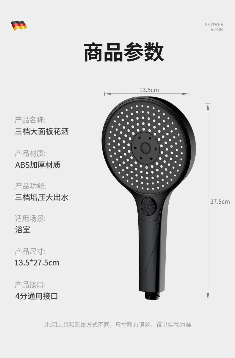 135mm Big Panel Supercharge Waterfall Shower Head Modes