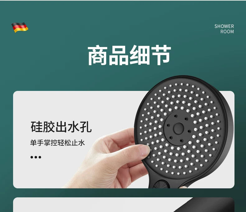 135mm Big Panel Supercharge Waterfall Shower Head Modes
