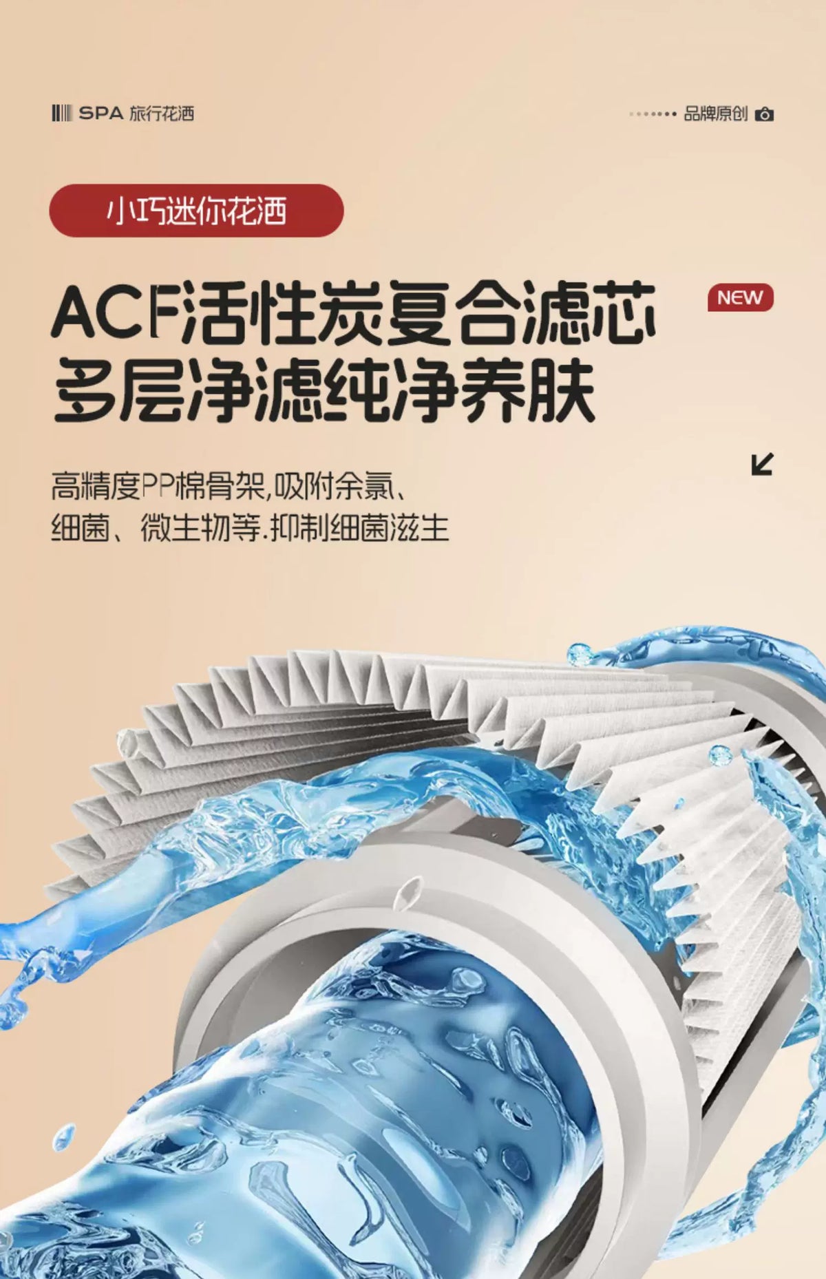 Pressurized Filter Shower Water Purifying Antibacterial Nozzle