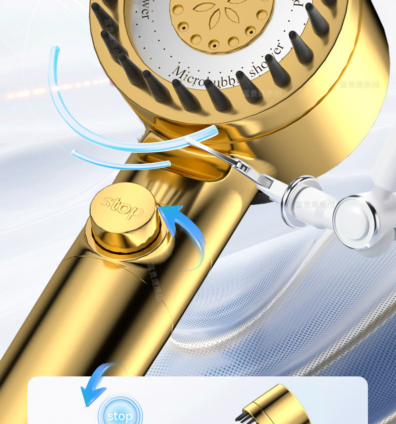 High Pressurized Filter Gold Shower Head Modes Adjustable