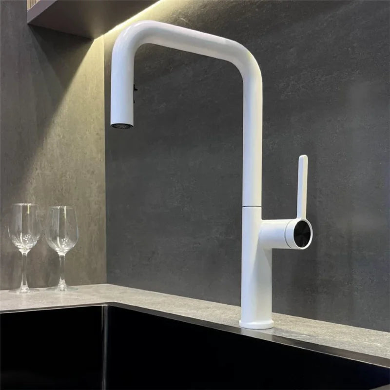 Brushed Gold Pull Out Faucets Brass Rose Gold
