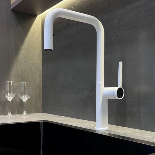 Brushed Gold Pull Out Faucets Brass Rose Gold