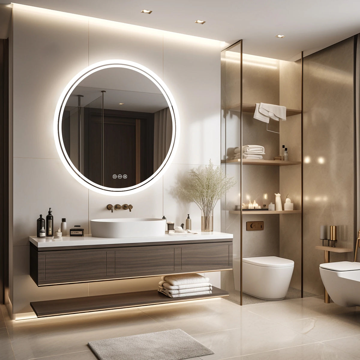 Bathroom Mirror Led Lights Circle Backlit Illuminated Wall