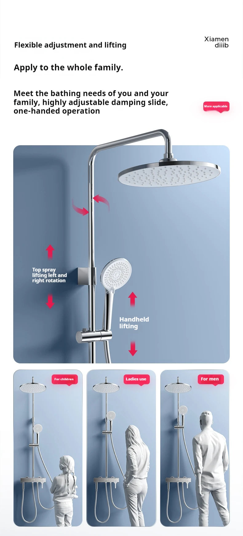 Diiib Large Panel Rain Shower Stainless Steel Combination