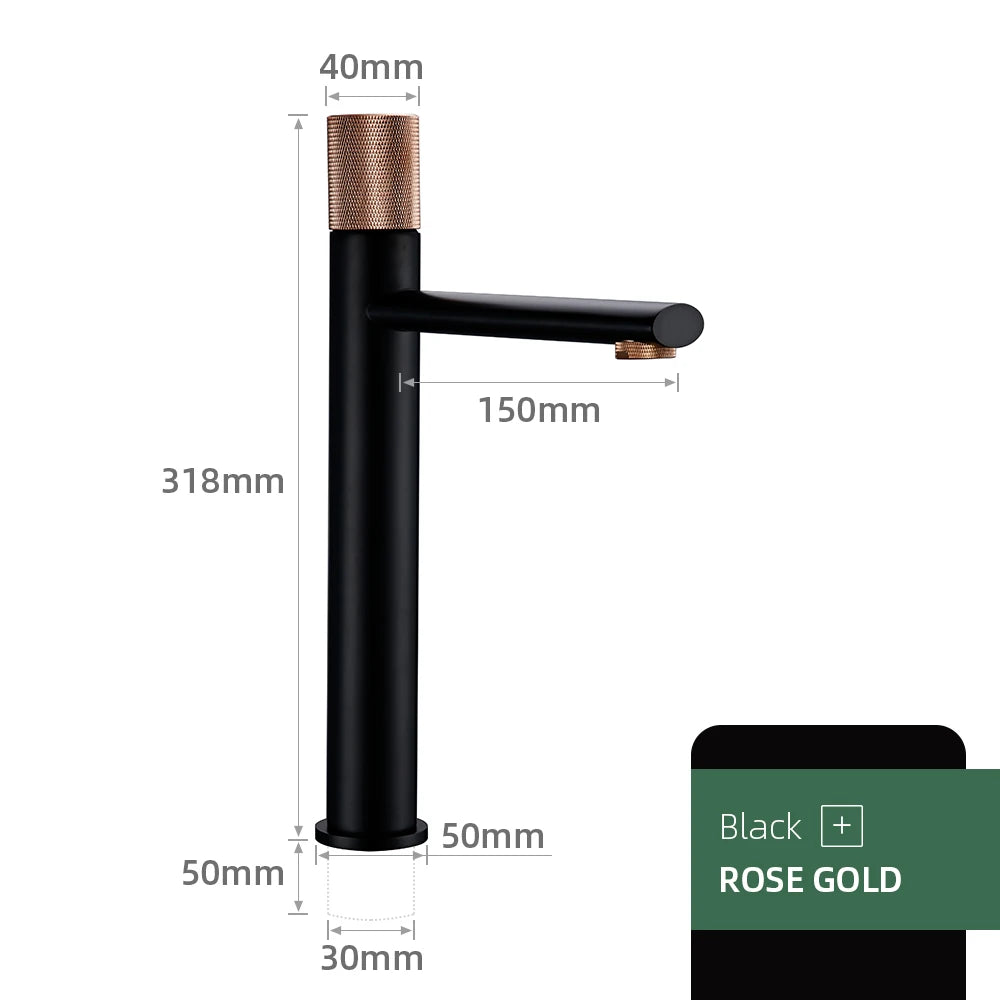 Knurled Faucet Brushed Gold Basin Faucet Bathroom Taps