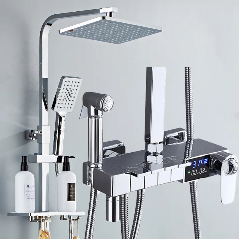 Smart Thermostatic Digital Bathroom Shower 12 Inch Rainfall