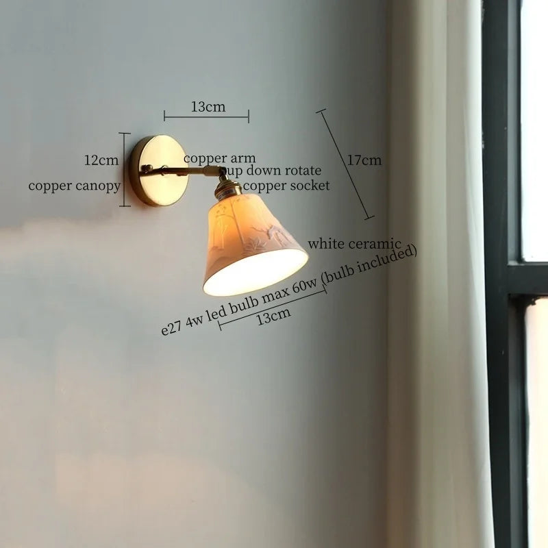 Iwhd Striped Ceramic Led Wall Lamps Bedroom Copper