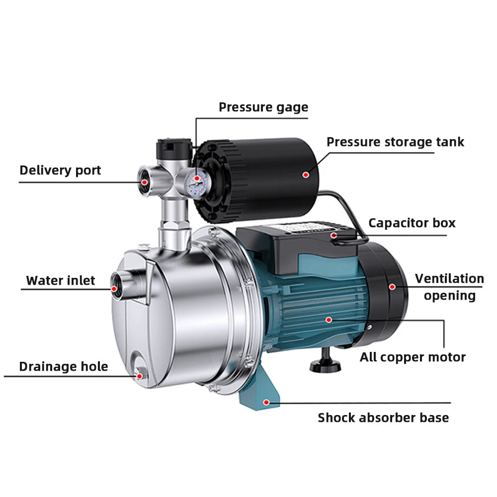 Electric Jet Pump Stainless Steel Self-Priming Pump Tap