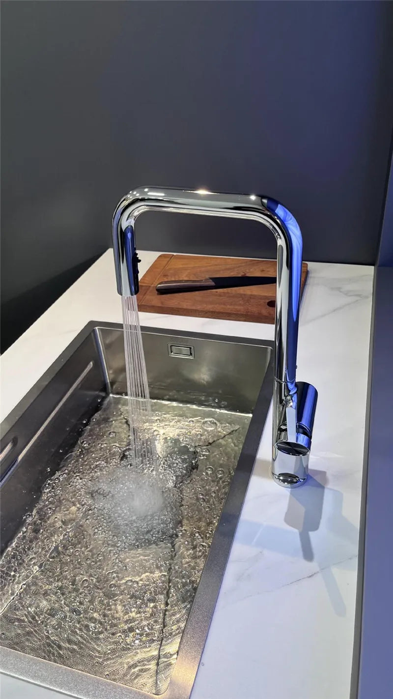 Brushed Gold Pull Out Faucets Brass Rose Gold