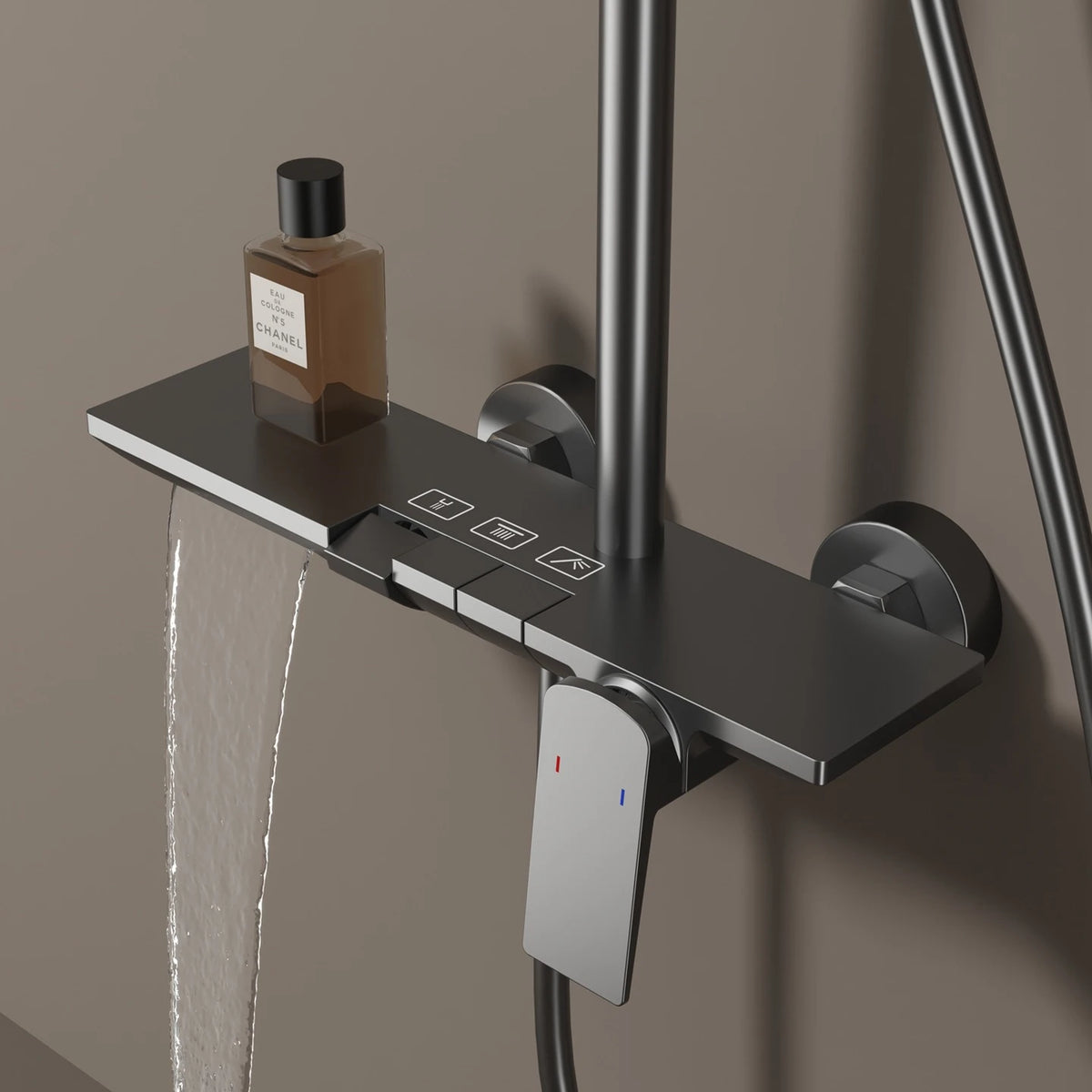 Brushed Gold Piao Bathroom Shower System Brass Waterfall
