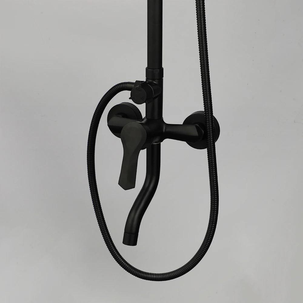 Kemaidi Matte Black Shower Wall Mounted Rainfall Shower