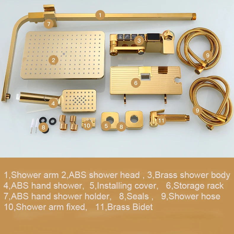 Sdsn Thermostatic Digital Bathroom Shower System Inch Rainfall