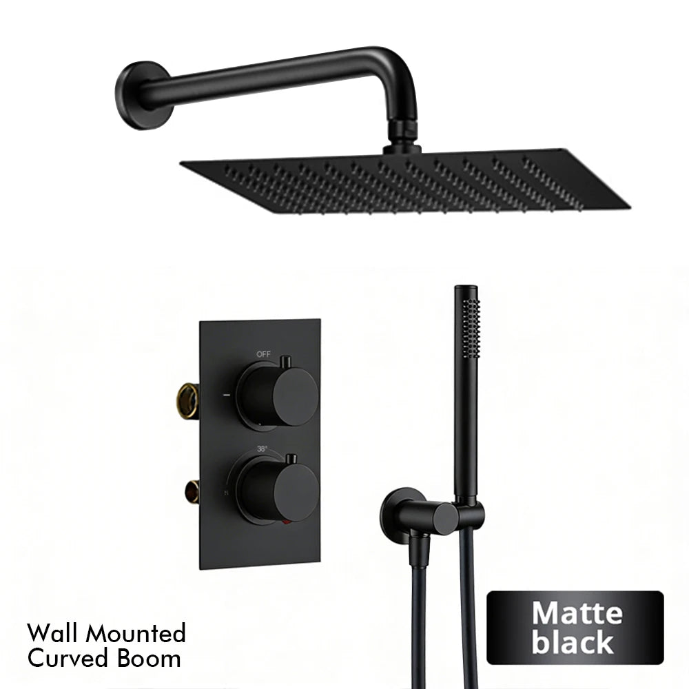 Bathroom Faucet Dial Way Brushed Gold Thermostat Shower