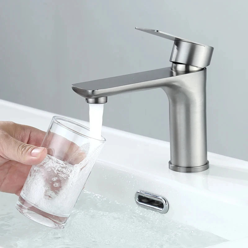 Brushed/Gray Bathroom Sink Faucet Cold Mixer Faucet Countertop