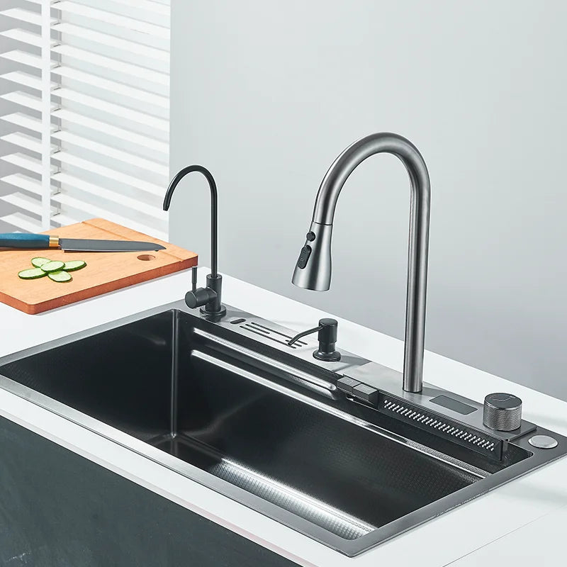 Brushed Gold 304 Stainless Steel Waterfall Style Modern