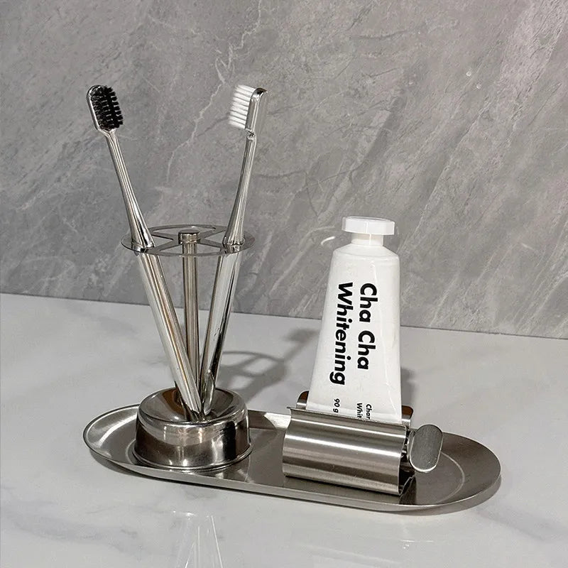 Stainless Steel Toothbrush Toothpaste Holder Wall Mounted