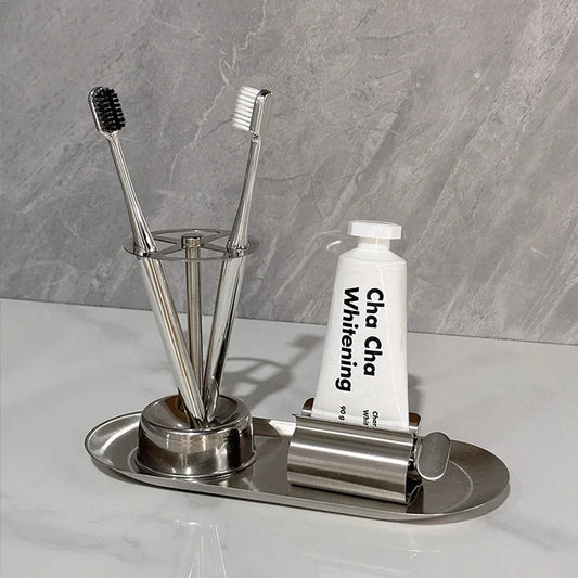 Stainless Steel Toothbrush Toothpaste Holder Wall Mounted