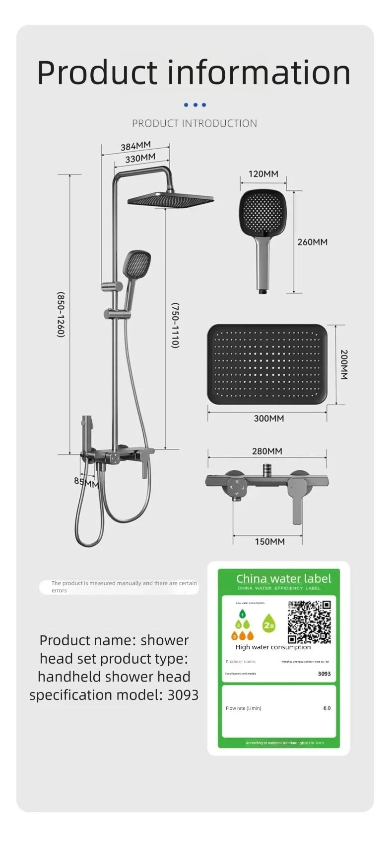 Bathroom Gray Pressure Shower Hotel Bathtub Faucet Cold